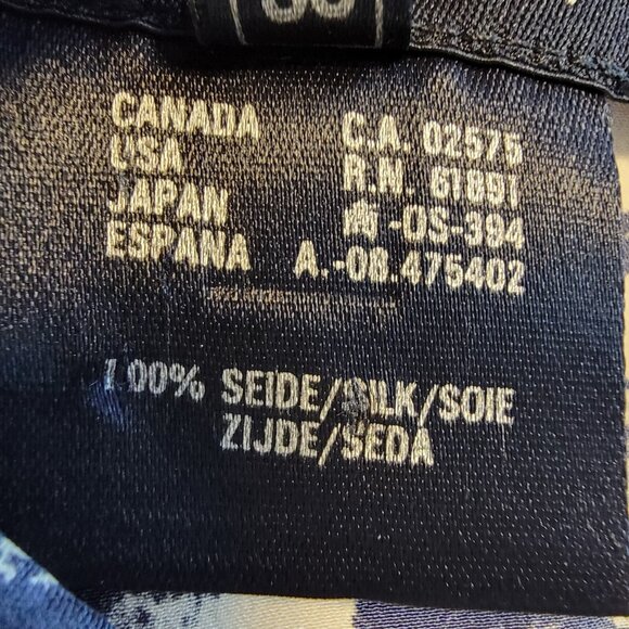 Escada‎ Margaretha Ley Silk Button Up Blouse Dark Navy & Cream Floral Sz 36 - Picture 7 of 9